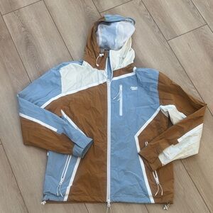 Kith Blue Cream and Brown Colorblock Windbreaker Jacket EUC SZ MEDIUM worn once!